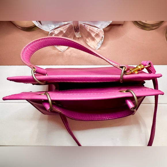 RELISTED Vintage Celine Triomphe Pink Leather Handbag Shoulder Bag - Picture 8 of 15